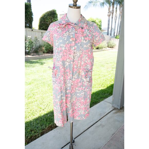 Vintage Cotton Homemaker Dress 60's Fashion - Picture 5 of 8